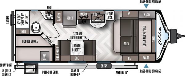 2021 Alta Travel Trailer 2100-MBH Bunk House floor plan