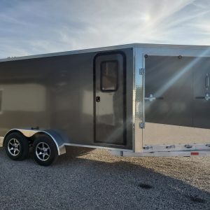 Right side of the 2021 Tow Tek Manufacturing 7X19 All Aluminum Drive In Drive Out