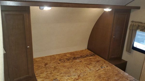 Area for queen sized bed inside the 2017 Shasta 310K Bunk House