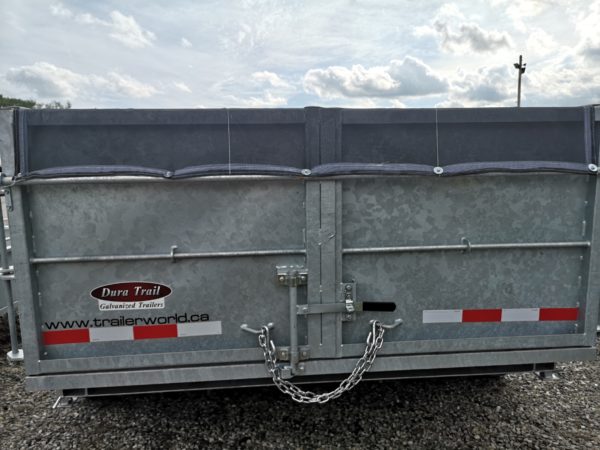 View of the rear of the 2023 Dura Trail 6.5x12 Galvanized Dump